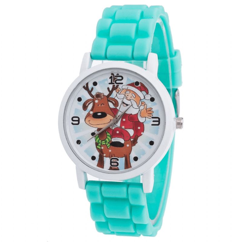 Dessin Animé Père Noël Et Renne Motif Bracelet En Silicone Montre Mignon Enfant Montre Mode Enfants Montre À Quartz