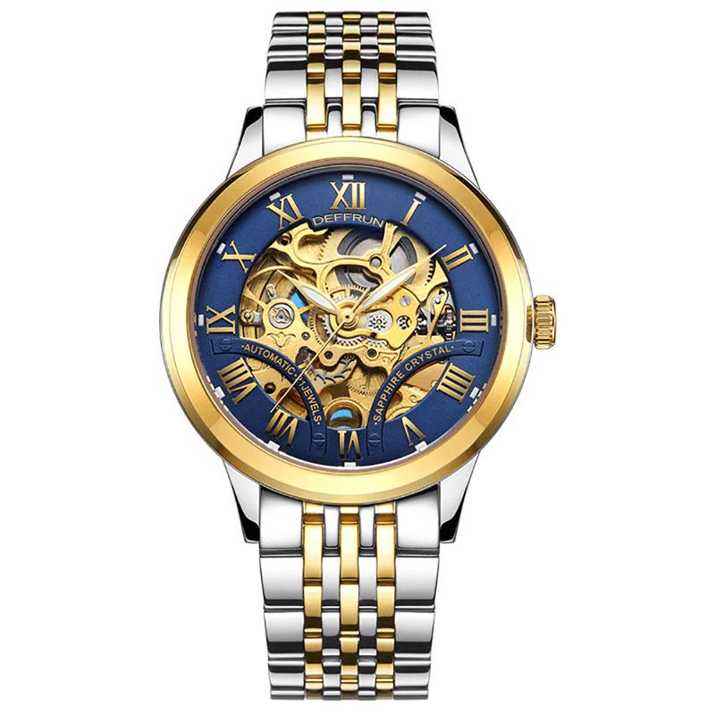 Dm0001 Chiffres Romains Cadran 3d Boîtier Hommes Montre Bracelet En Acier Inoxydable Montre Mécanique Automatique