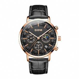 Dom 1296gk Mode Hommes Montre 3atm Étanche Affichage Lumineux Grand Cadran Quartz Montre