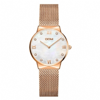 Dom G-32g Crystal Shell Surface Mesdames Montre-bracelet En Acier Inoxydable Bande Montre À Quartz