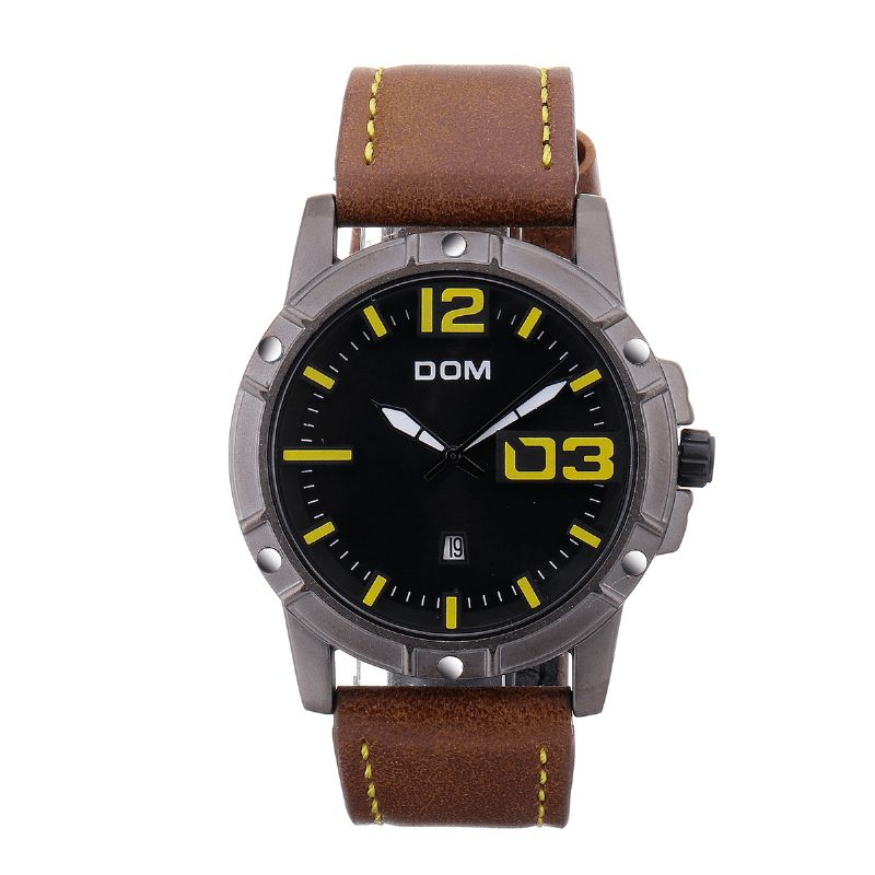 Dom Hommes Montre-bracelet De Sport De Luxe Hommes Montre Bracelet En Cuir Affaires Montre À Quartz Étanche