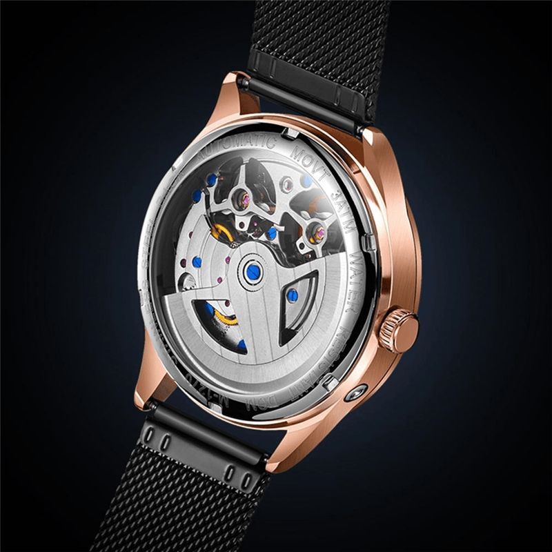 Dom M-1270 Montre Mécanique Automatique D'affaires De Luxe Pointeurs Lumineux Creux 3atm Étanche Hommes Montre-bracelet