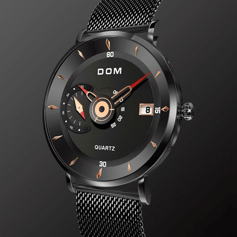 Dom M-1299 Montre-bracelet Pour Hommes De Style Professionnel Ultra-mince Montre À Quartz Créative Avec Bande En Acier