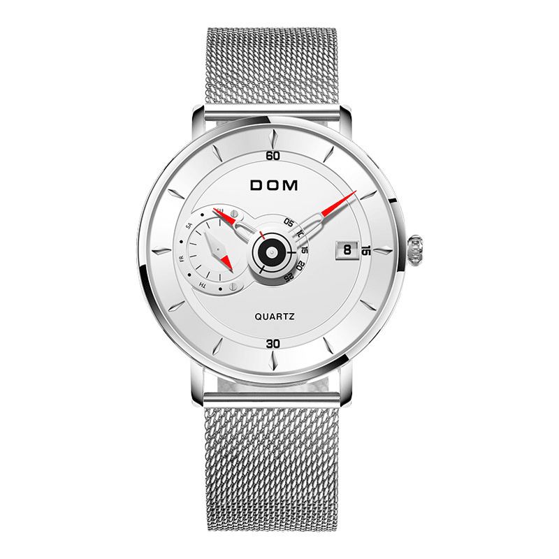 Dom M-1299 Montre-bracelet Pour Hommes De Style Professionnel Ultra-mince Montre À Quartz Créative Avec Bande En Acier