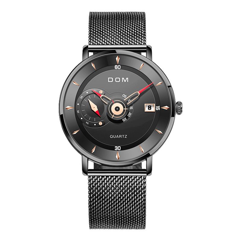 Dom M-1299 Montre-bracelet Pour Hommes De Style Professionnel Ultra-mince Montre À Quartz Créative Avec Bande En Acier