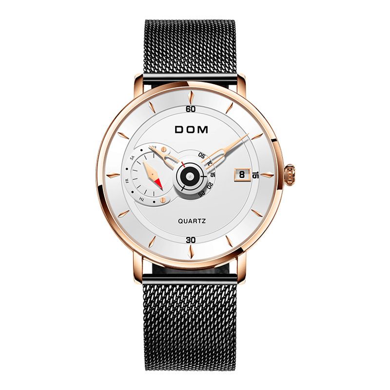 Dom M-1299 Montre-bracelet Pour Hommes De Style Professionnel Ultra-mince Montre À Quartz Créative Avec Bande En Acier