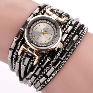 Duoya Dy004 Cristal Style Décontracté Dames Bracelet Montre Boîtier En Or Mouvement À Quartz Montres