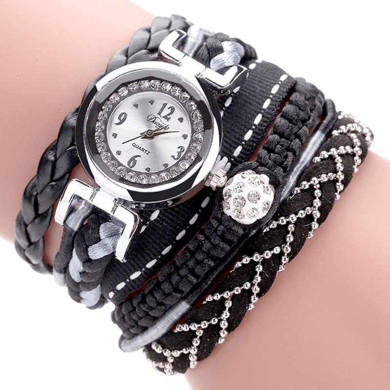 Duoya Dy080 Bracelet En Cuir Fin À La Mode Pour Dames Montres À Quartz Tressées