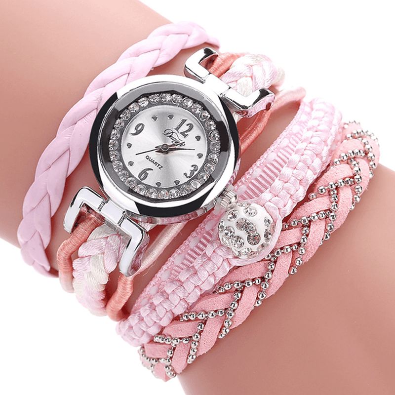 Duoya Dy080 Bracelet En Cuir Fin À La Mode Pour Dames Montres À Quartz Tressées