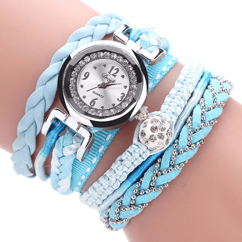 Duoya Dy080 Bracelet En Cuir Fin À La Mode Pour Dames Montres À Quartz Tressées