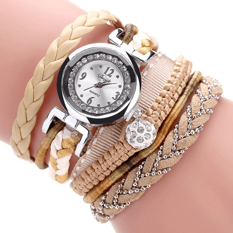 Duoya Dy080 Bracelet En Cuir Fin À La Mode Pour Dames Montres À Quartz Tressées