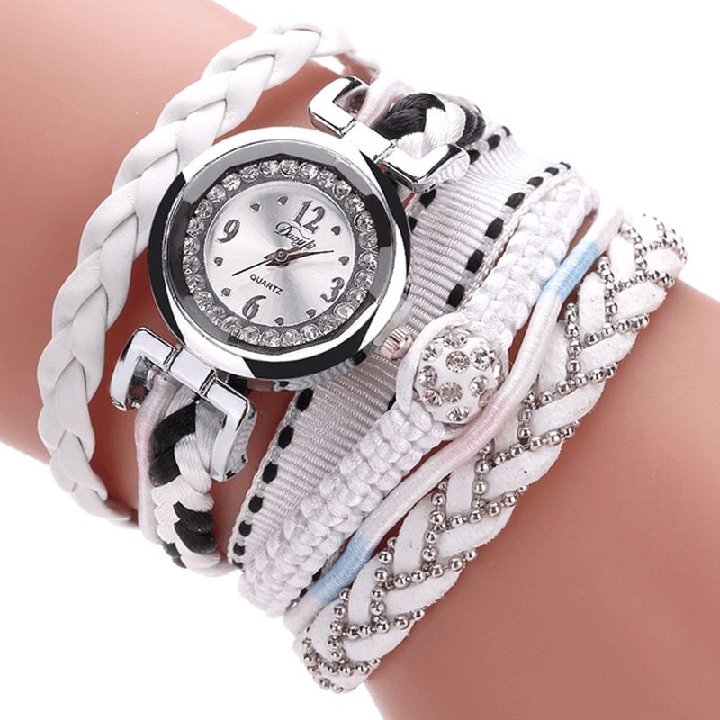 Duoya Dy080 Bracelet En Cuir Fin À La Mode Pour Dames Montres À Quartz Tressées