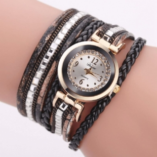 Duoya Femmes Bracelet En Cuir Enroulement Analogique Laides Robe Bracelet Montre À Quartz