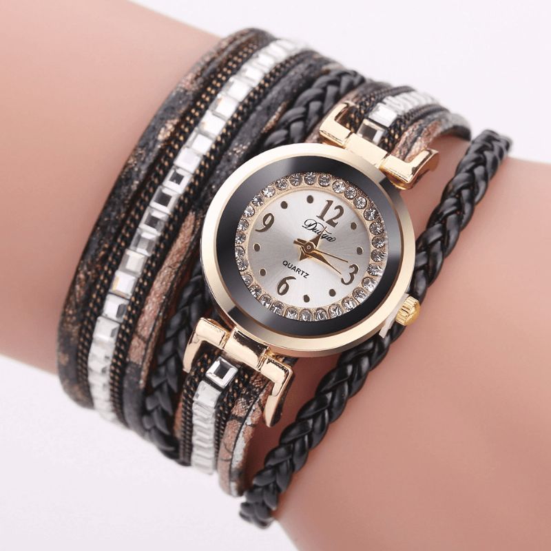 Duoya Femmes Bracelet En Cuir Enroulement Analogique Laides Robe Bracelet Montre À Quartz