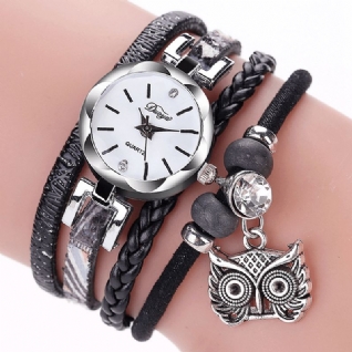 Duoya Mignon Style Hibou Pendentif Dames Bracelet Montre Mode Femmes Montre-bracelet