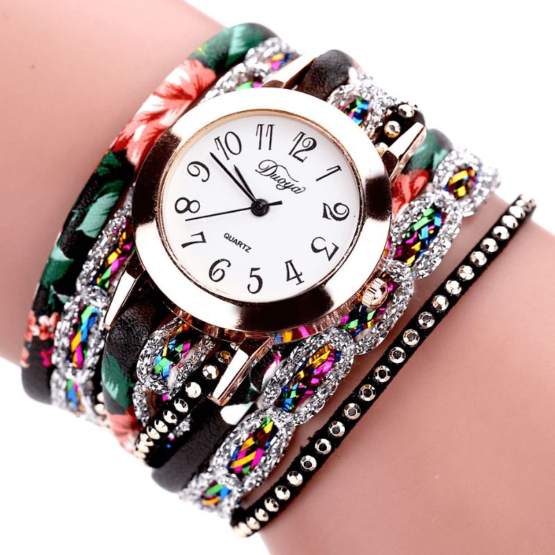 Duoya Montre-bracelet Pour Femme De Style Rétro Montre À Quartz Avec Strass