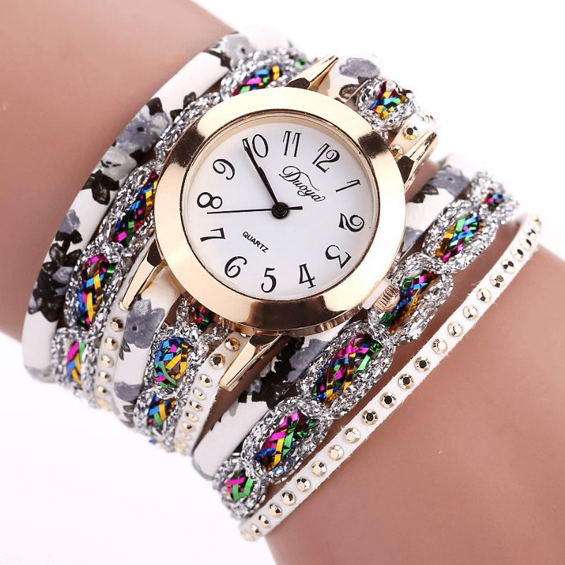 Duoya Montre-bracelet Pour Femme De Style Rétro Montre À Quartz Avec Strass