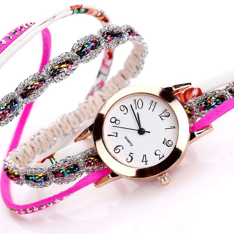 Duoya Montre-bracelet Pour Femme De Style Rétro Montre À Quartz Avec Strass