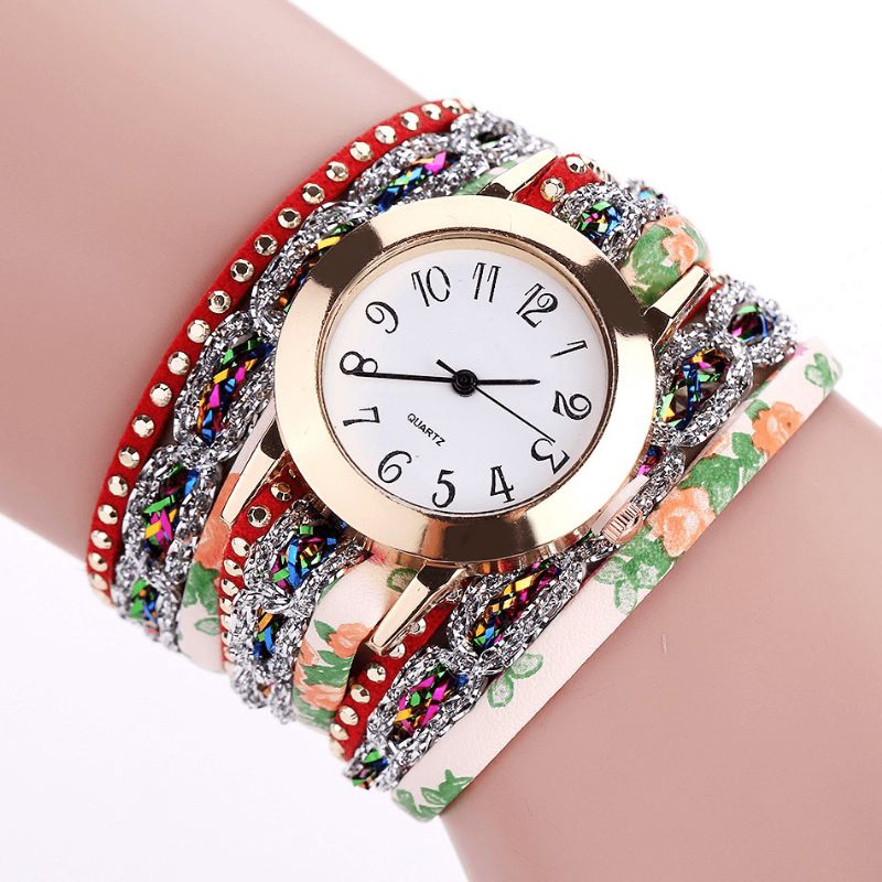 Duoya Montre-bracelet Pour Femme De Style Rétro Montre À Quartz Avec Strass