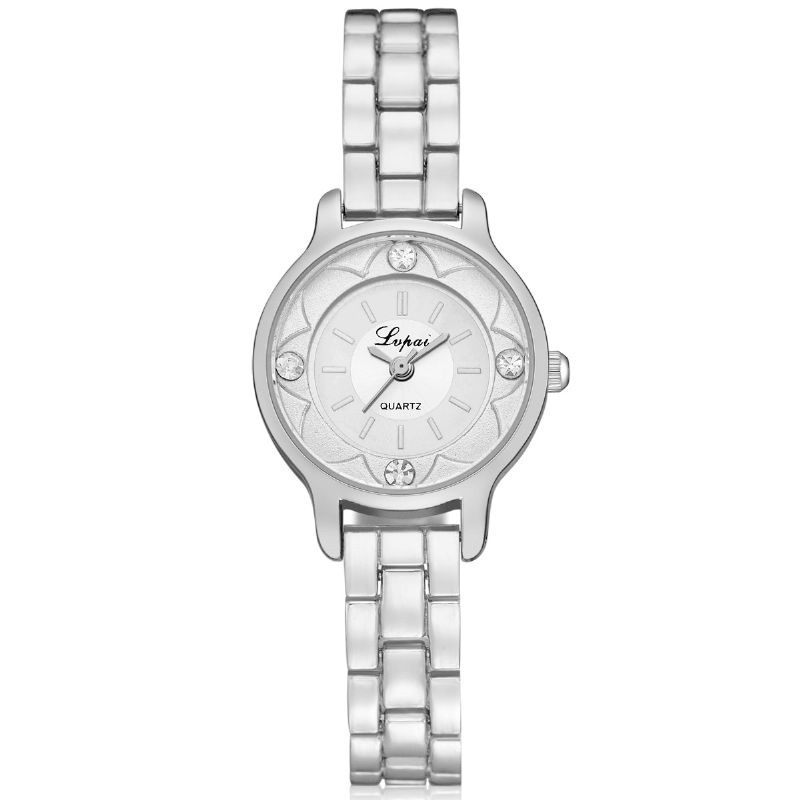 Fd1245 Montre-bracelet Pour Femme Avec Cadran Imprimé De Fleurs Montre À Quartz En Alliage De Diamant