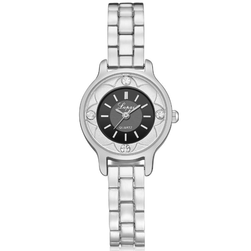 Fd1245 Montre-bracelet Pour Femme Avec Cadran Imprimé De Fleurs Montre À Quartz En Alliage De Diamant