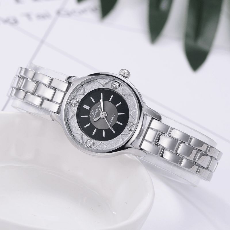 Fd1245 Montre-bracelet Pour Femme Avec Cadran Imprimé De Fleurs Montre À Quartz En Alliage De Diamant