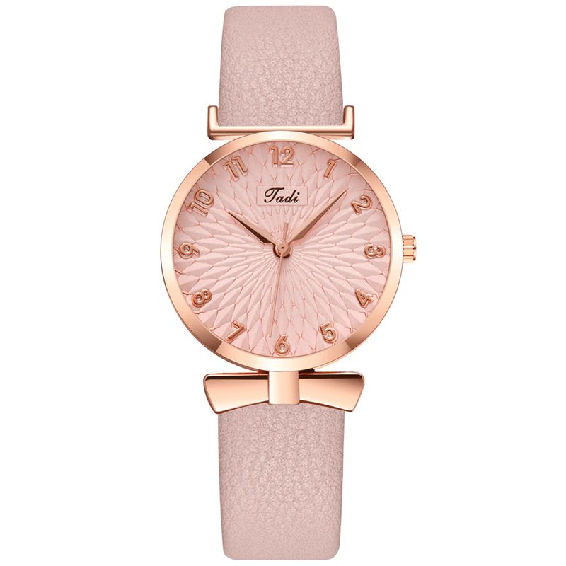 Femmes D'affaires Élégantes Montre Bracelet En Cuir Pétale Dégradé Motif Cadran Fermoir Réglable Montre À Quartz