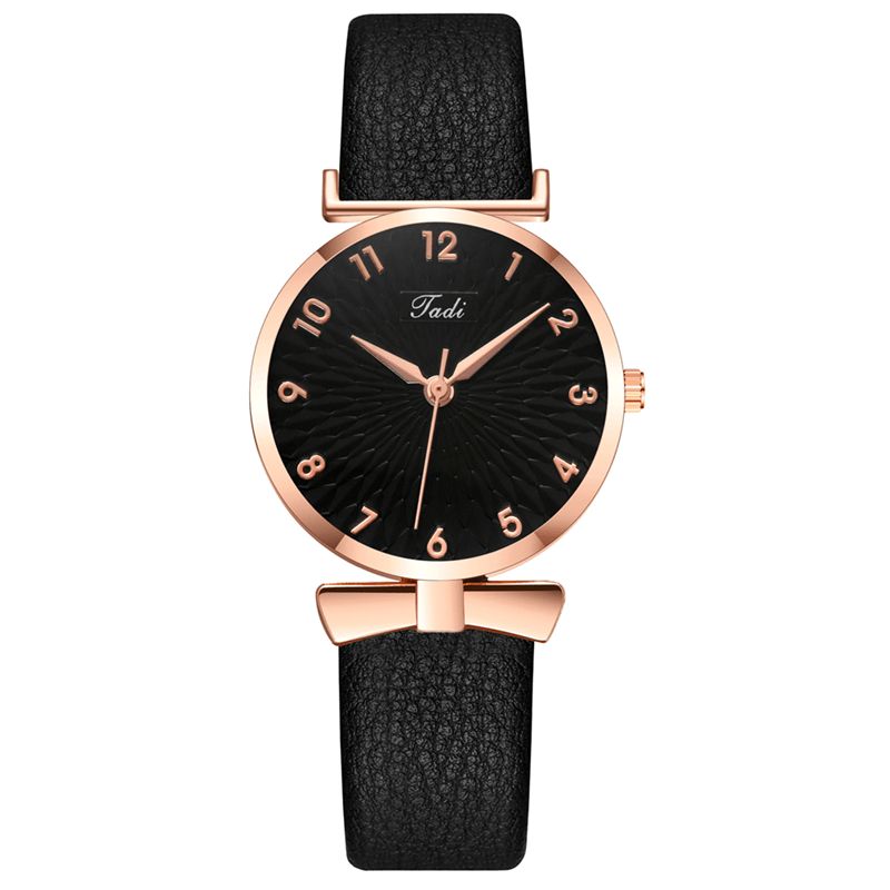 Femmes D'affaires Élégantes Montre Bracelet En Cuir Pétale Dégradé Motif Cadran Fermoir Réglable Montre À Quartz