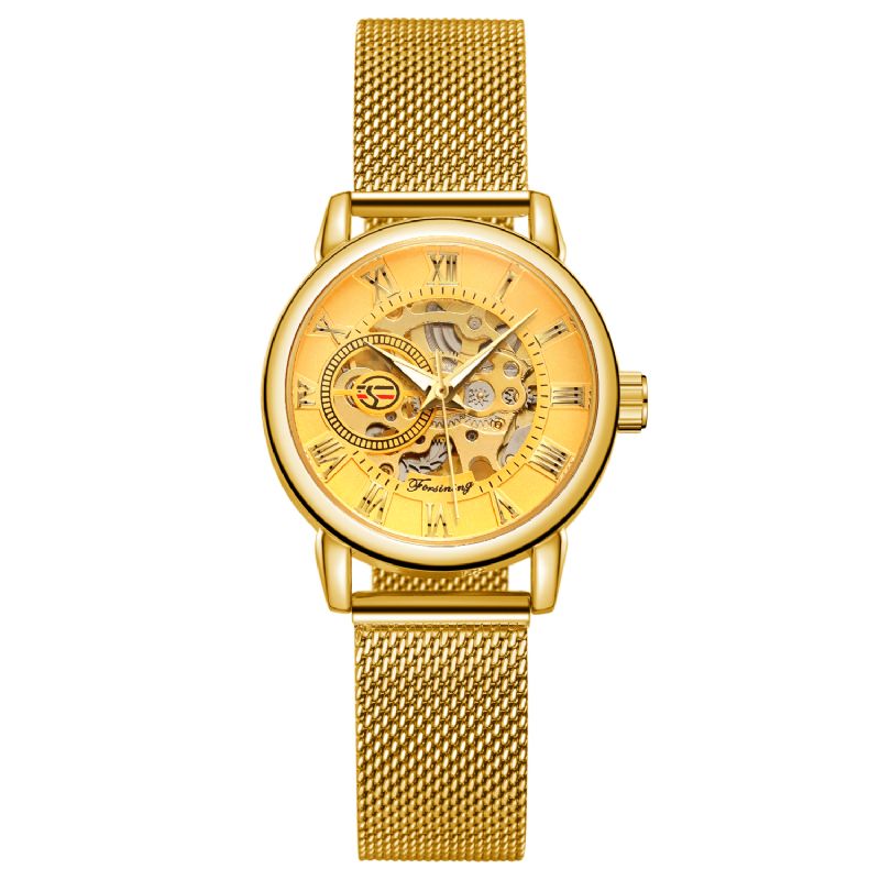 Fsl8099 Montre Automatique Femme Cadran Creux Bracelet En Acier Inoxydable Montre Mécanique Femme