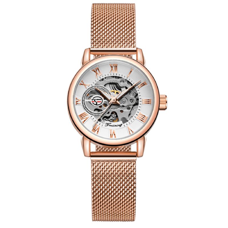 Fsl8099 Montre Automatique Femme Cadran Creux Bracelet En Acier Inoxydable Montre Mécanique Femme