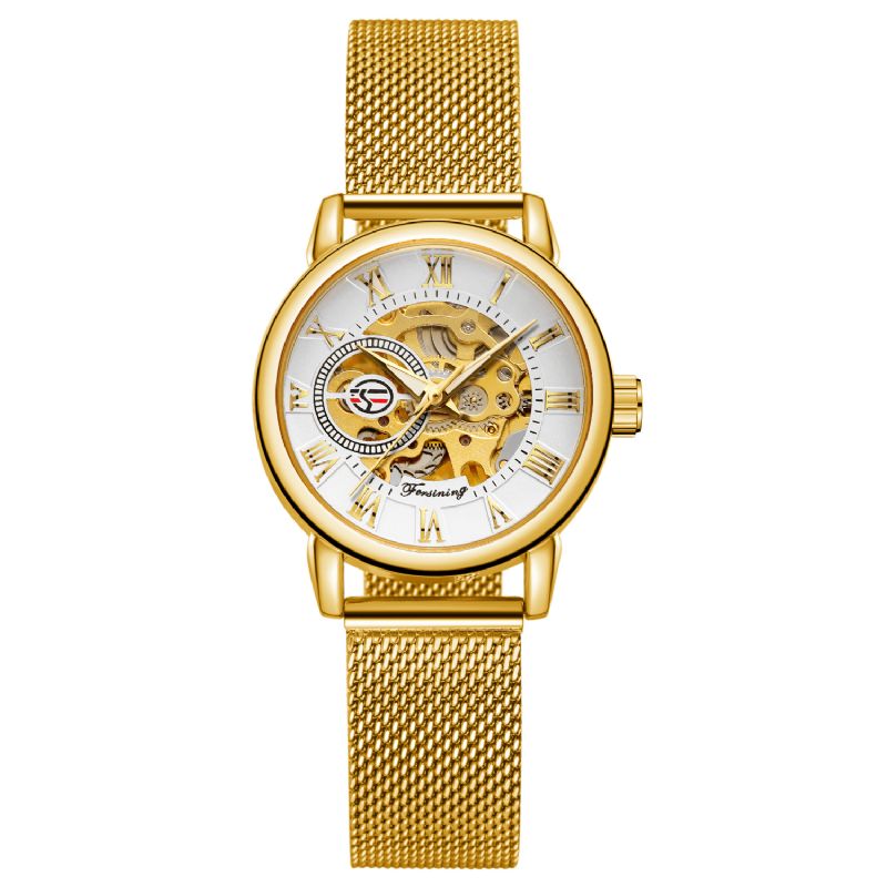 Fsl8099 Montre Automatique Femme Cadran Creux Bracelet En Acier Inoxydable Montre Mécanique Femme