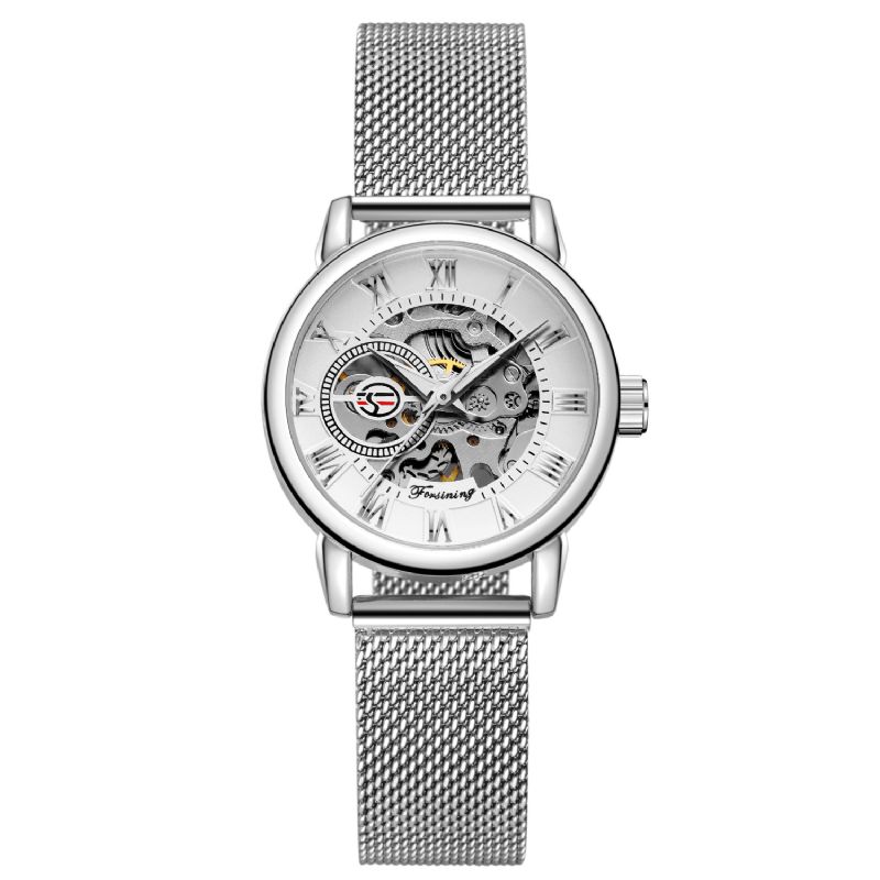 Fsl8099 Montre Automatique Femme Cadran Creux Bracelet En Acier Inoxydable Montre Mécanique Femme