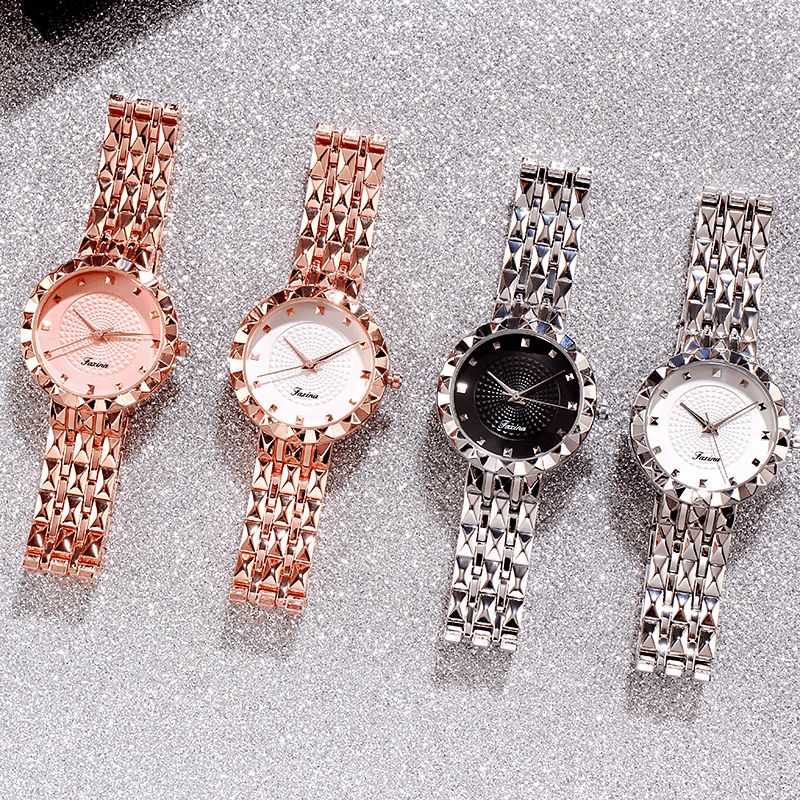 Full Steel Case Casual Style Femmes Montre-bracelet Horloge Montres À Quartz