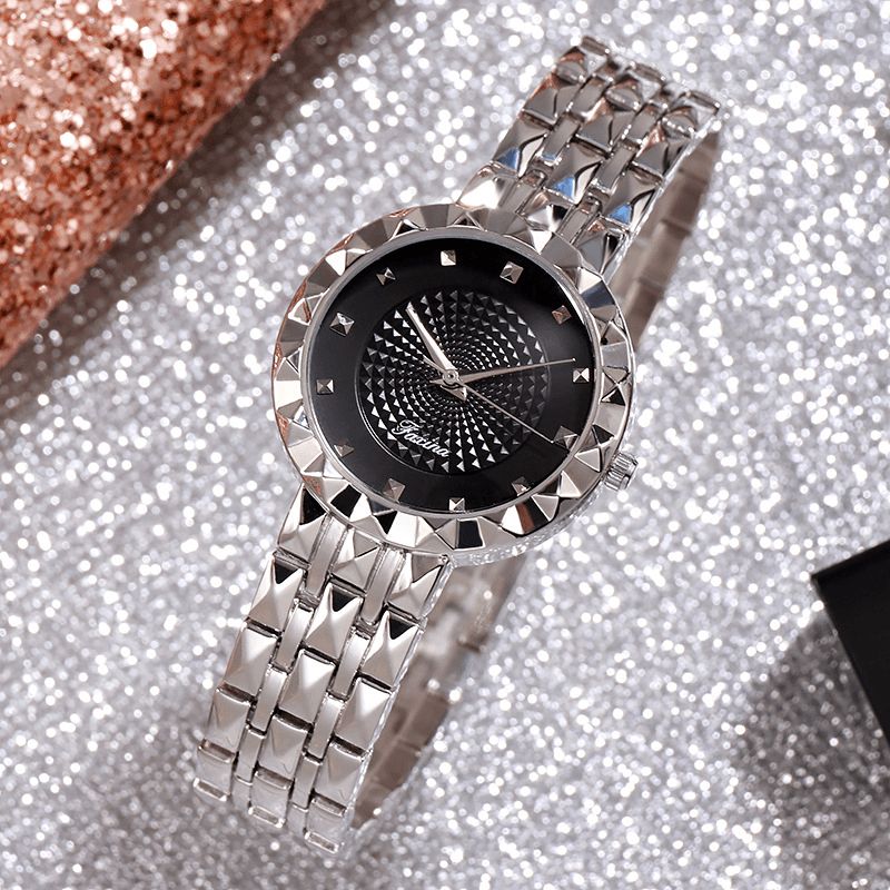 Full Steel Case Casual Style Femmes Montre-bracelet Horloge Montres À Quartz