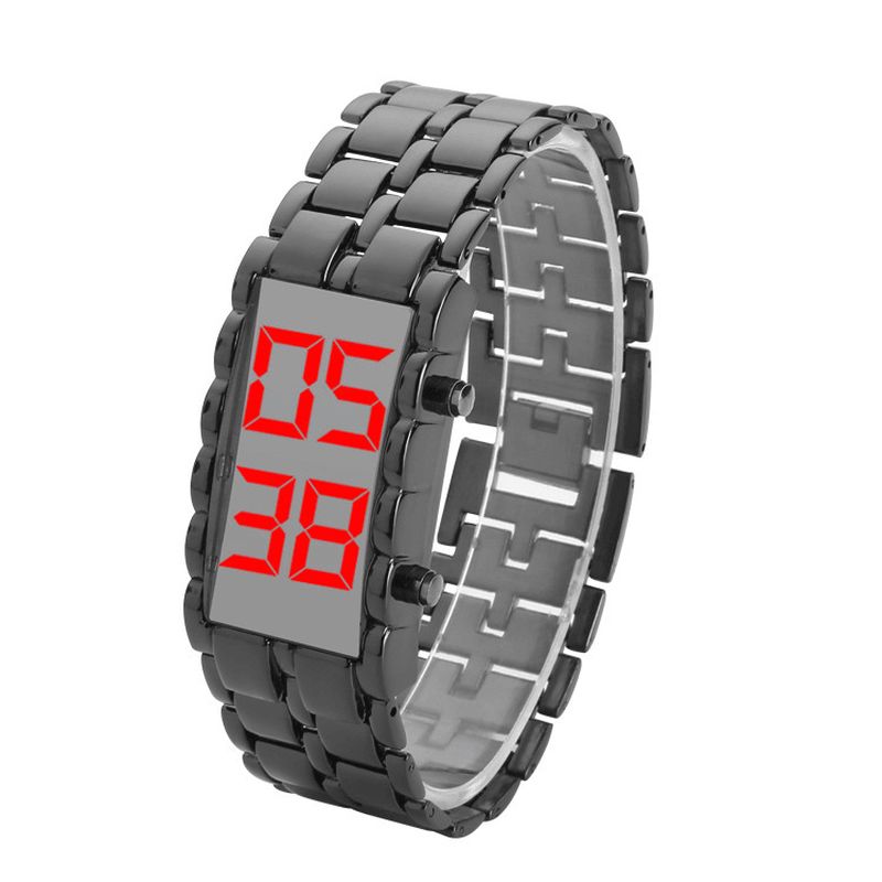 Full Steel Montre-bracelet Réglable Pour Hommes Montre Numérique À Affichage Led