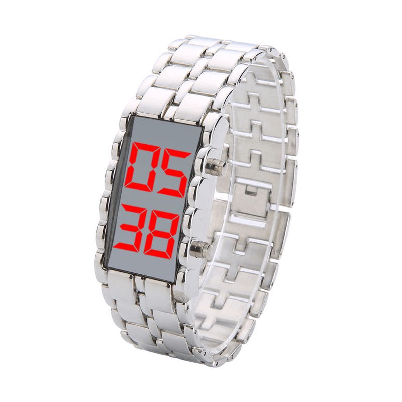 Full Steel Montre-bracelet Réglable Pour Hommes Montre Numérique À Affichage Led