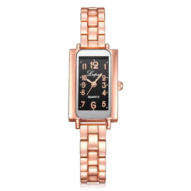 G1p288 Design Élégant Femmes Bracelet Montre Rectangle Plein Acier Montre À Quartz