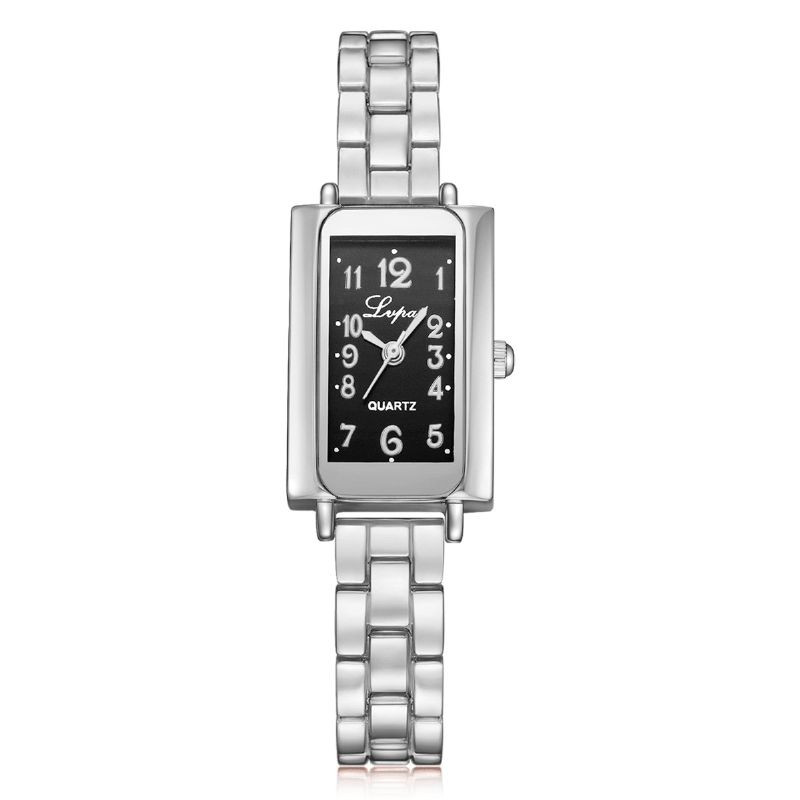 G1p288 Design Élégant Femmes Bracelet Montre Rectangle Plein Acier Montre À Quartz