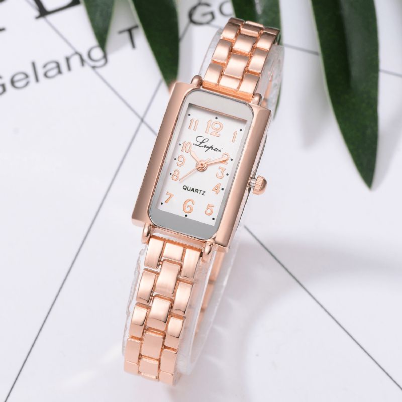 G1p288 Design Élégant Femmes Bracelet Montre Rectangle Plein Acier Montre À Quartz