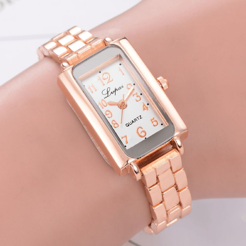 G1p288 Design Élégant Femmes Bracelet Montre Rectangle Plein Acier Montre À Quartz