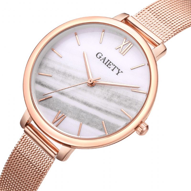 Gaiety G574 Montre-bracelet Pour Femme Avec Bracelet En Acier Doré Rose Coloré Montre À Quartz Ultra Fine