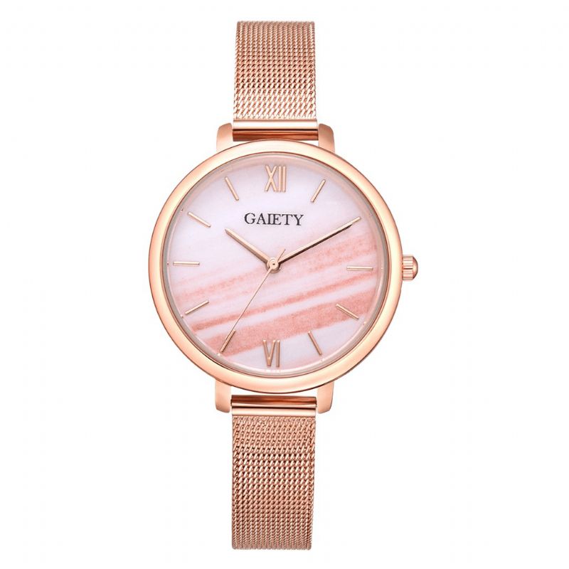 Gaiety G574 Montre-bracelet Pour Femme Avec Bracelet En Acier Doré Rose Coloré Montre À Quartz Ultra Fine