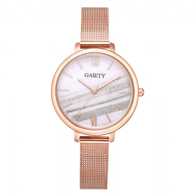 Gaiety G574 Montre-bracelet Pour Femme Avec Bracelet En Acier Doré Rose Coloré Montre À Quartz Ultra Fine