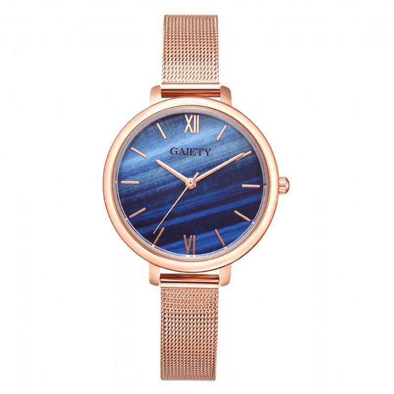 Gaiety G574 Montre-bracelet Pour Femme Avec Bracelet En Acier Doré Rose Coloré Montre À Quartz Ultra Fine