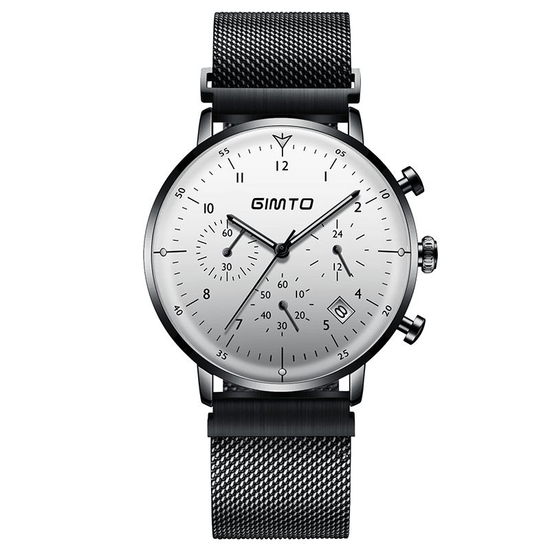 Gimto Gm245 Affichage Lumineux Business Style Montre En Acier Inoxydable Hommes Sport Montre À Quartz