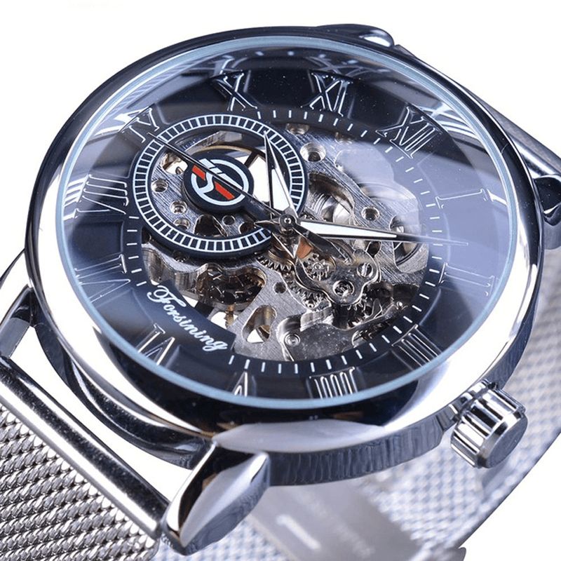 Gmt1040 Mode Hommes Montre Automatique Affichage Lumineux Transparent Mesh Montre Mécanique