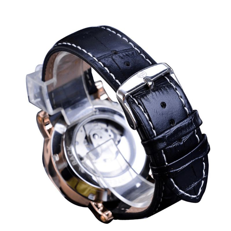 Gmt1164 Mode Hommes Ultra-mince Analogique Bracelet En Cuir Véritable Montre Mécanique Automatique