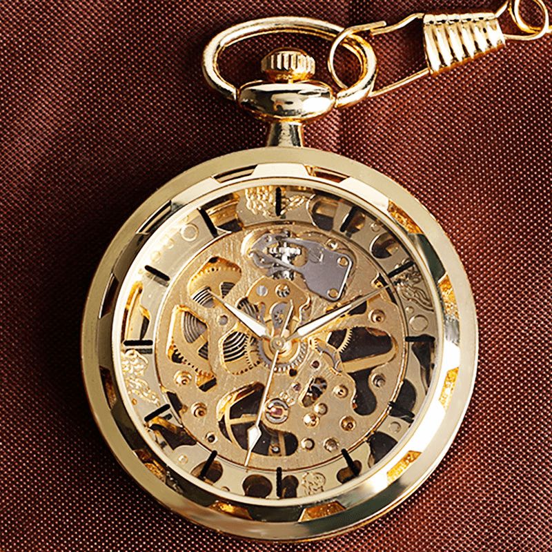 Gold Case Gift Montre Mécanique À Remontage Manuel Sans Couvercle Montre De Poche