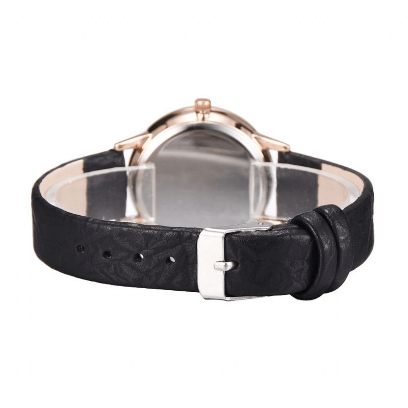 Gold Case Style Rétro Montre Pour Femme Numéro Romain Bracelet En Cuir Pu Montre À Quartz