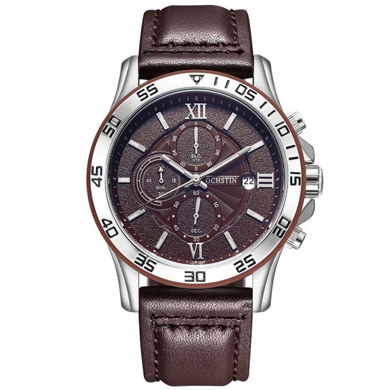 Gq068a Multifonction Chronographe Hommes Montre-bracelet Business Style Montres À Quartz